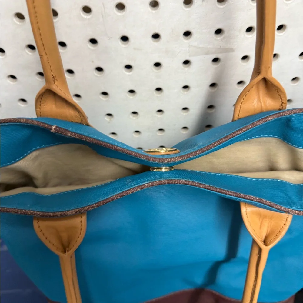 Tory Burch Teal, Brown & Tan Tote